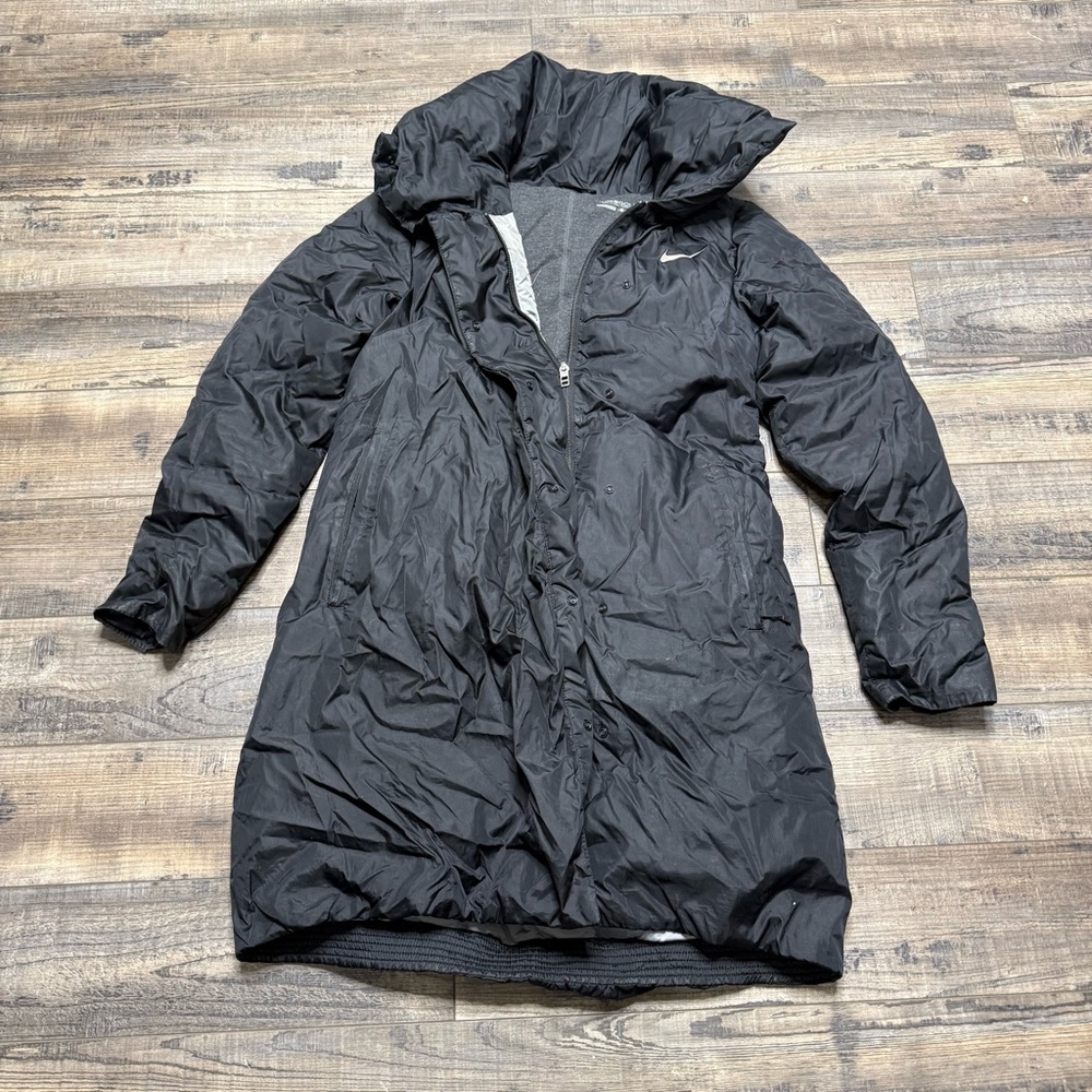 Nike Golf Black Puffer Midi Coat Goose Down Blend Women's Size X-Small